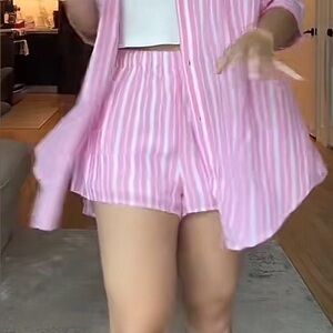 Pink Striped Women's Sleepwear Set